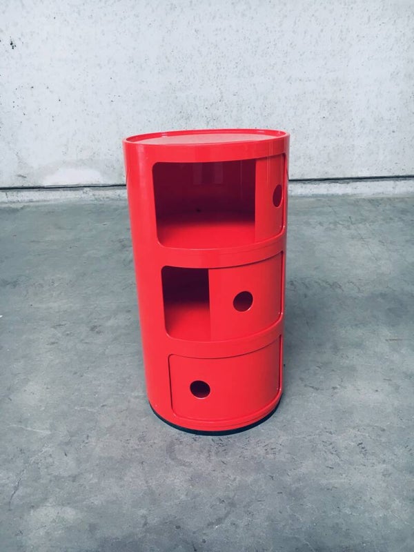 Vintage Original Red 3 Tier Componibili Storage by Anna Castelli for Kartell, Italy 1970's