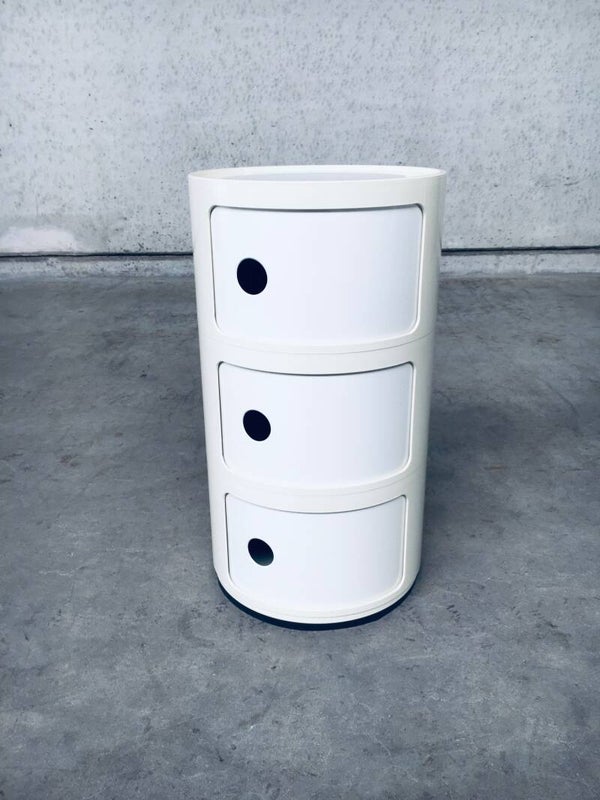 Vintage Original White 3 Tier Componibili Storage by Anna Castelli for Kartell, Italy 1970's