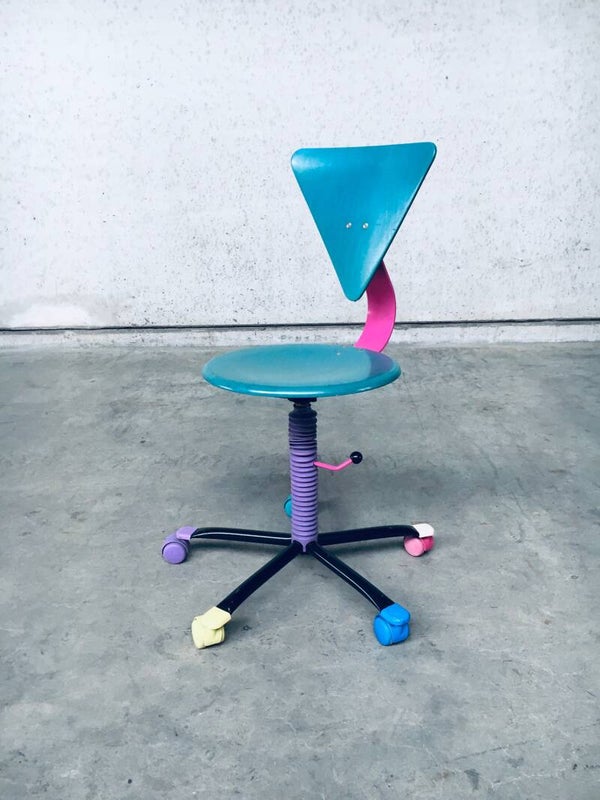 1980's Memphis Design Style Colorful Desk Office Chair