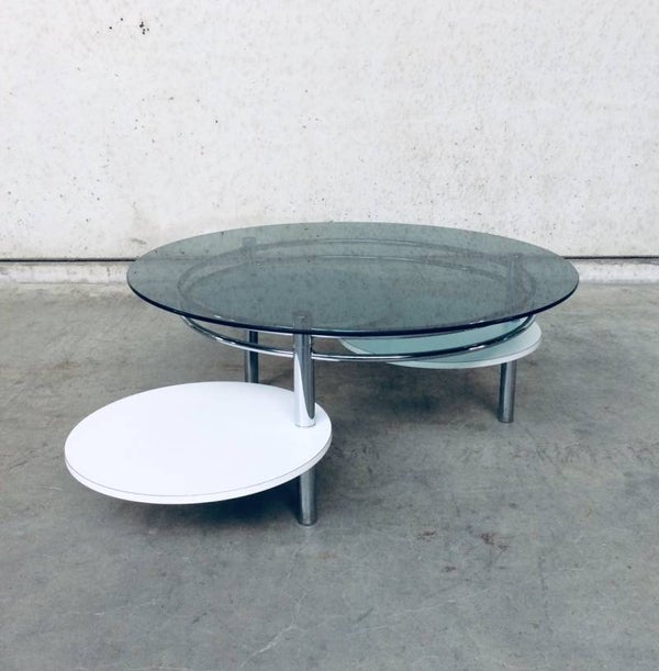 Midcentury Modern Design Smoke Glass & fold out Coffee Table 1970's