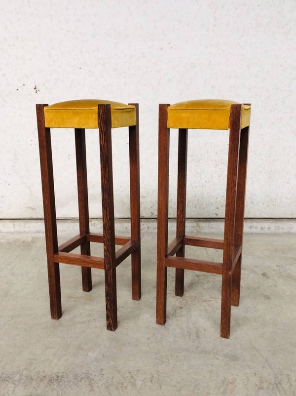 Vintage MCM 1960's Design set of 2 Wengé Bar Stools