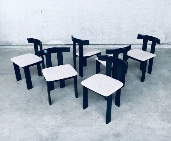 1970's Midcentury Modern Italian Design Dining Chair set by Former