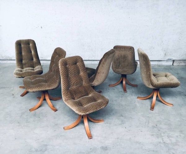 Midcentury Scandinavian Design Dining Swivel Chair set 1970's Denmark