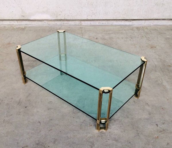 MCM Design Large Glass & Brass Side Table by Peter Ghyczy 1970's
