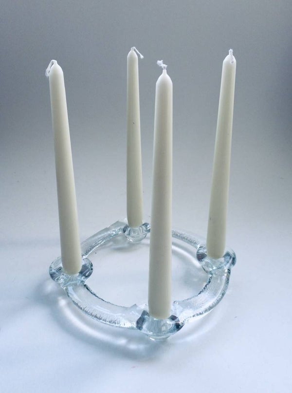 Art Ice Glass Candle Holder by Staffan Gellerstadt for Pukeberg Sweden 1960's