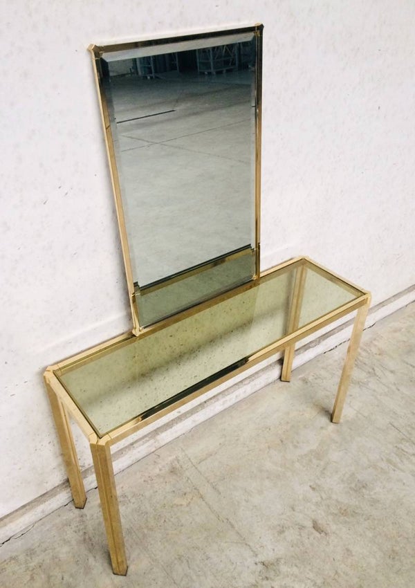 Hollywood Regency Design brass Console & Mirror Set 1970's
