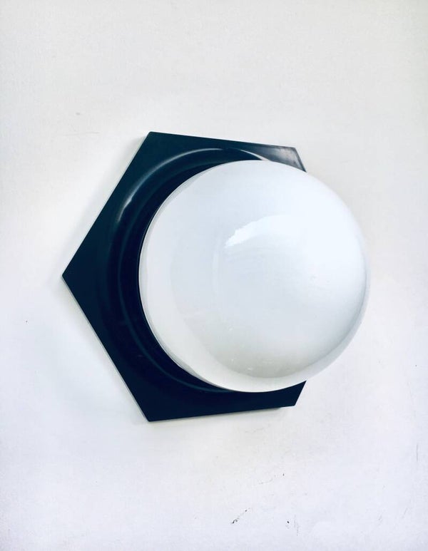 Midcentury Modern Design Hexagonal Half Moon Wall Lamp, Germany 1970's