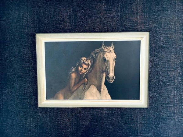 Framed Art Print 'Grey Horse' by Aimé Van Belleghem, Belgium 1960's