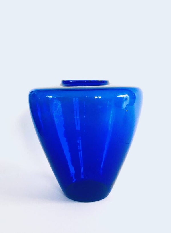 Postmodern Design Blue Glass Vase by Vetreria Etrusca, Italy 1980's