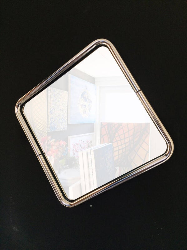 Midcentury Modern 1970's Design Chrome Tube Square Mirror