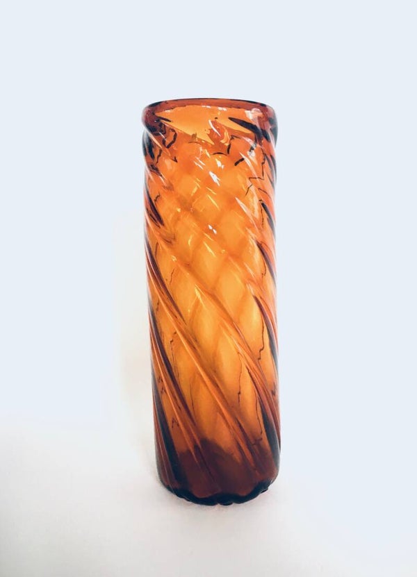 Art Nouveau large Amber Twisted Glass Vase, 1920's