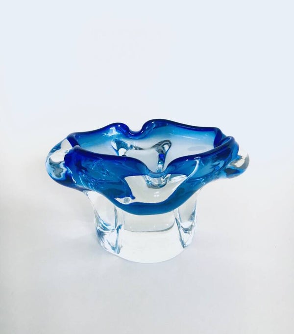 Midcentury Modern Bohemia Crystal Glass Bowl, Czechoslovakia 1960's