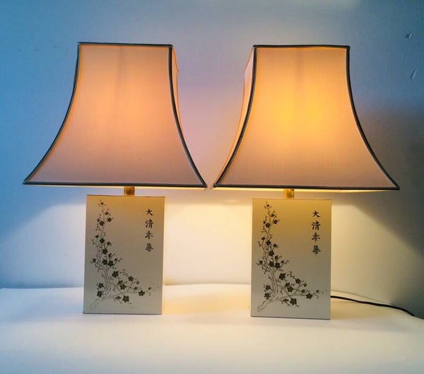 Hollywood Regency Style JIFU Table Lamp set of 2 by Maison Le Dauphin 1970's