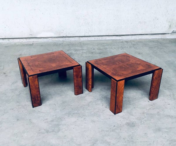 Postmodern Italian Design Burl Wood Side Table Set, 1970's Italy