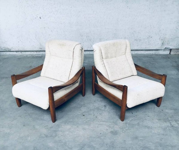 Midcentury Modern Scandinavian Design Oak Arm Chair Set, 1970's Denmark
