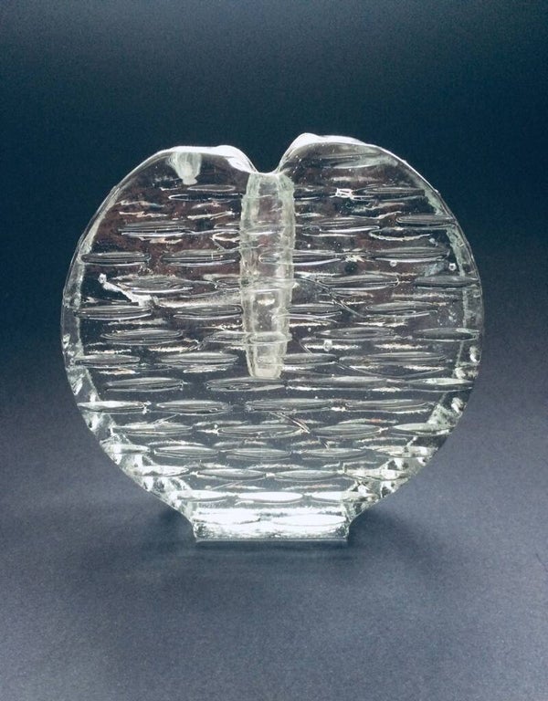 Vintage Scandinavian Design Art Glass Candle Holder 1970's Finland