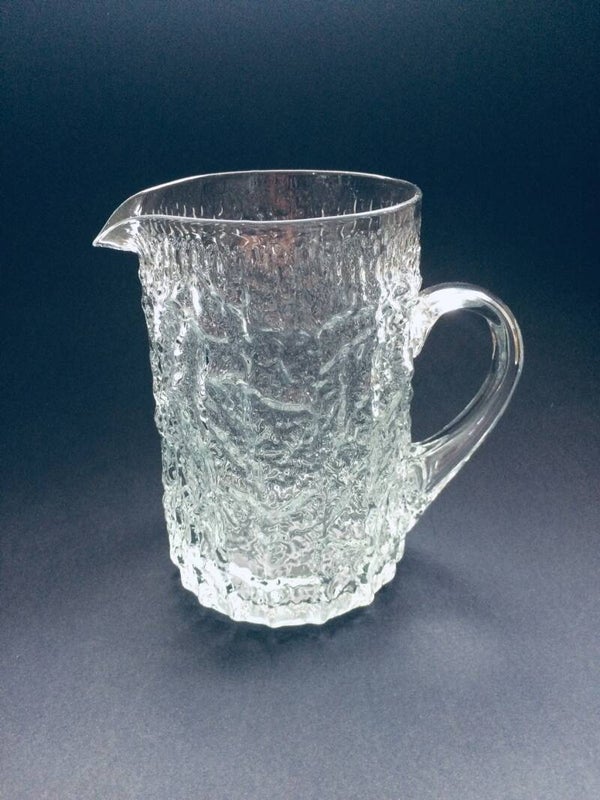 Midcentury Scandinavian Design Bark Glass Ice Pitcher 1970's