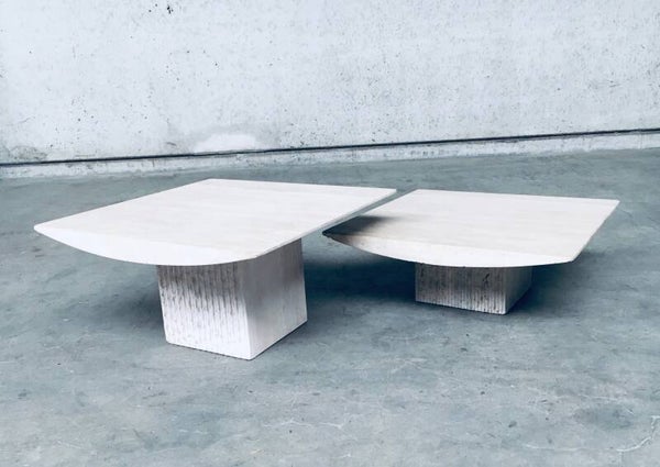 Italian Design Travertine Side Table Set, Italy 1980's
