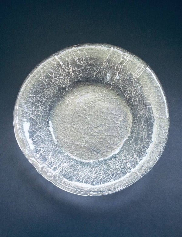 Midcentury Modern Scandinavian Design Art Ice Glass XL Bowl 1970's