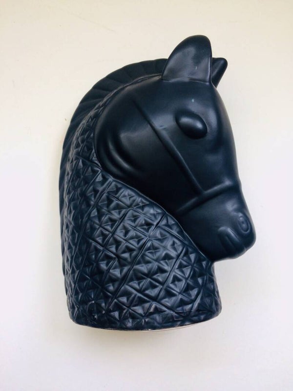 Midcentury Modern Design Art Pottery Ceramic black matt Horse Head 1970's