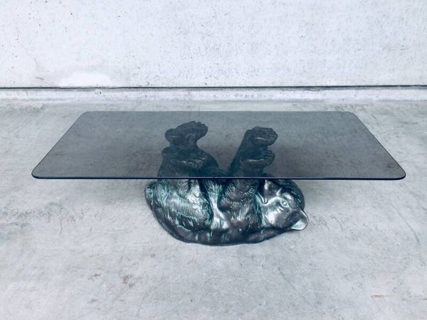 Unique Design Sculptural Black Bear Coffee Table 1970's