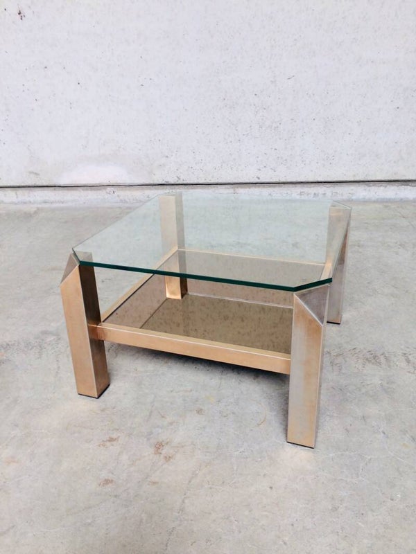 Modernist Design 60x60 side table by Belgochrom 1970's