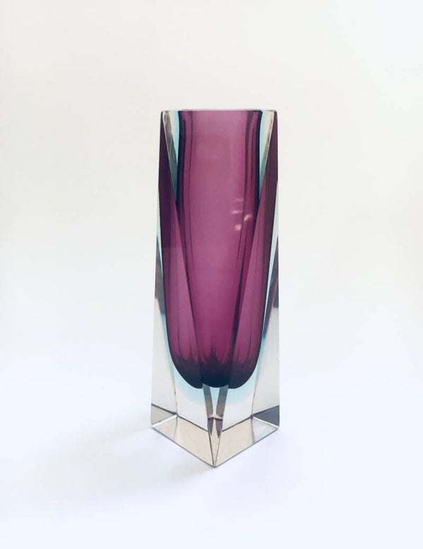 Midcentury Modern Design Facet Glass Vase by Mandruzatto, Murano Italy 1960's