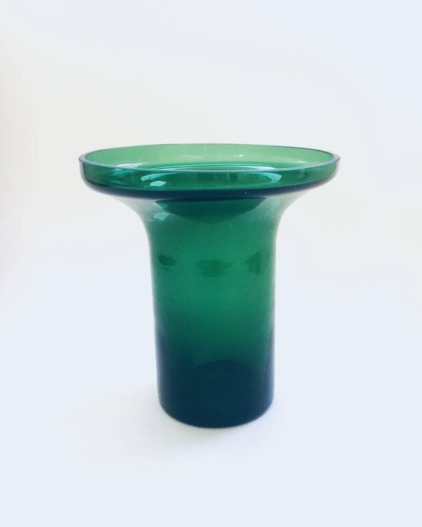Vintage Scandinavian Design Green Glass Vase, Finland 1960's