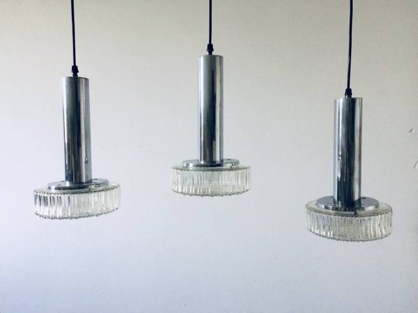 Vintage Midcentury Modern Design 3 Pendant Hanging Lamp by Kaiser Leuchten 1960's