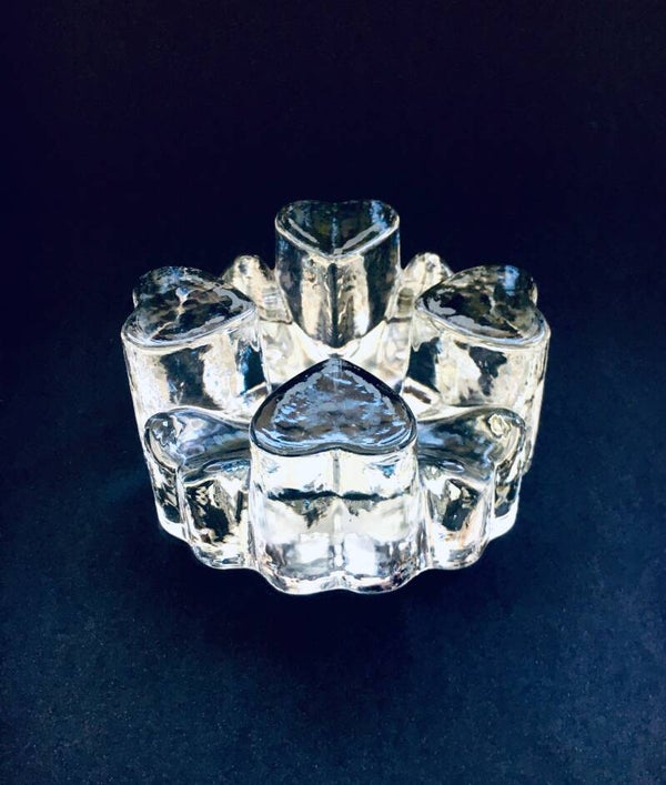 Vintage Design Heart Glass Tea Pot Warmer, Germany 1970's