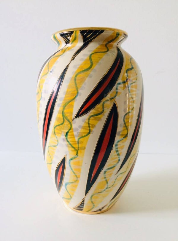 1950's Vintage Atomic Age Design Ceramic Vase by H. Bequet, Belgium