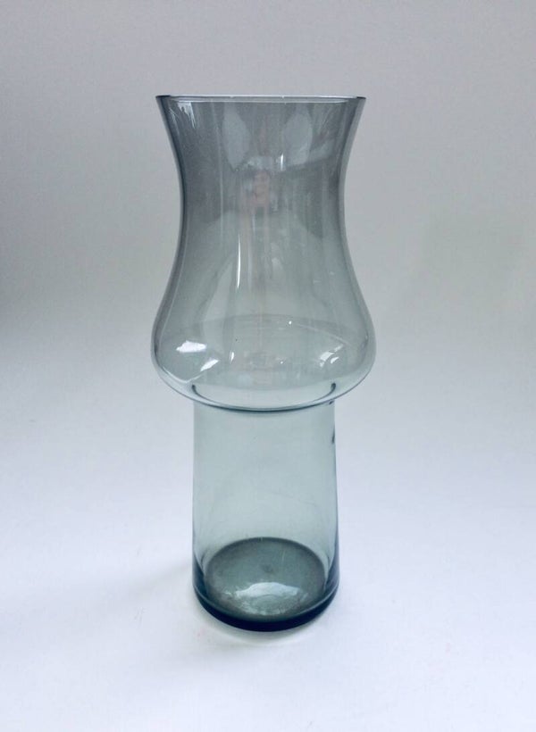 Midcentury Modern Scandinavian Design Smoke Glass Hooped Vase 1970's