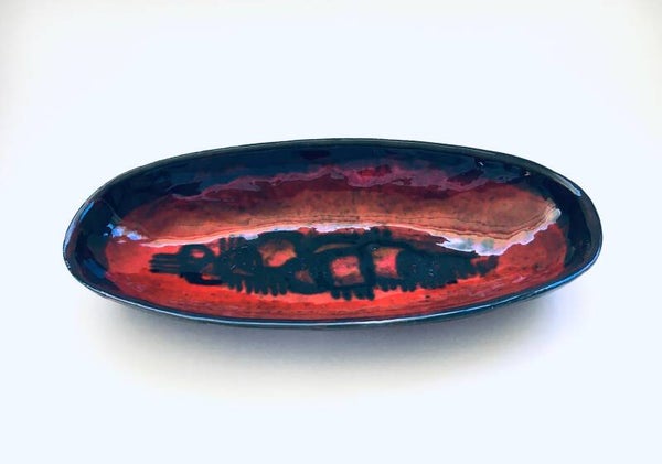 Vintage Art Studio Pottery Dish Signed by Artist, Belgium 1960's