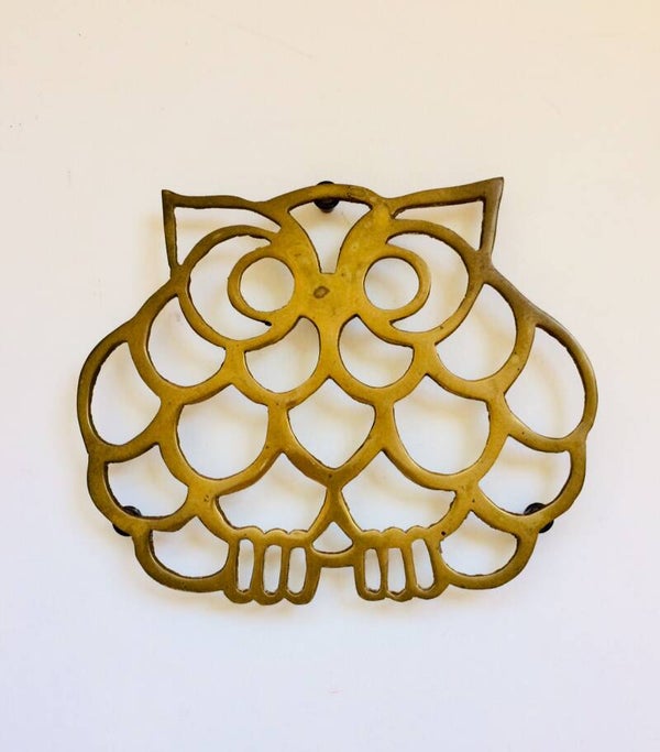 Hollywood Regency Style Brass Owl Coaster 1970's