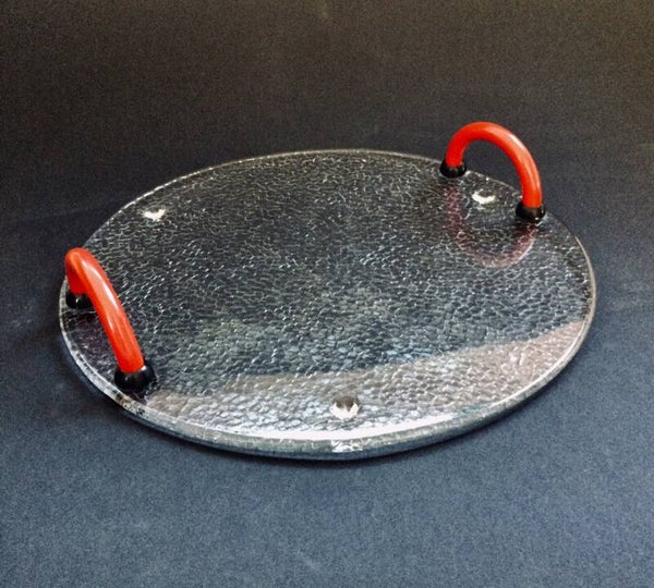 Postmodern Design Ice Glass Serving Tray 1980's