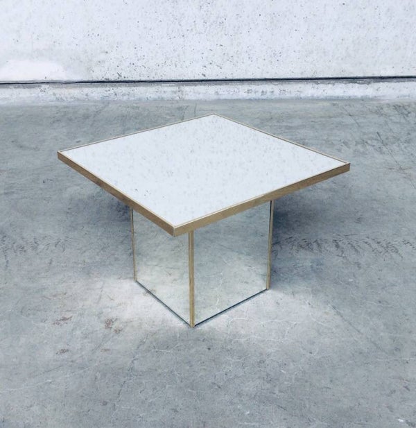 Hollywood Regency Style Design Square Mirror Side Table 1970's