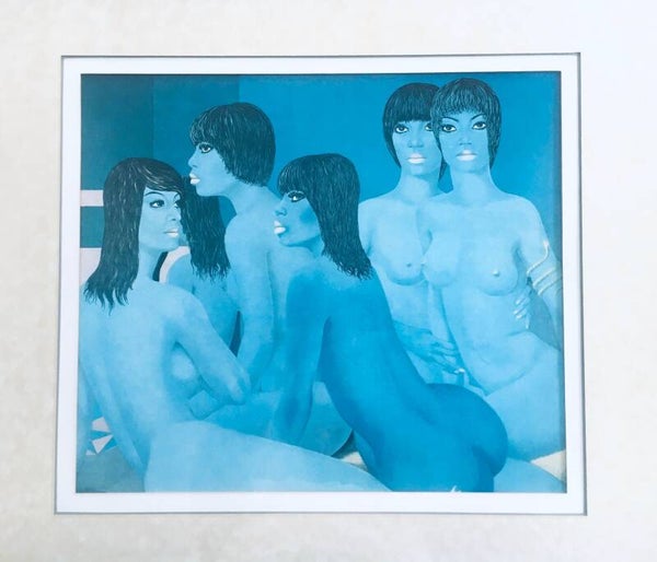 Les Femmes Bleue Repose Art Offset Print by Labisse, 1960's