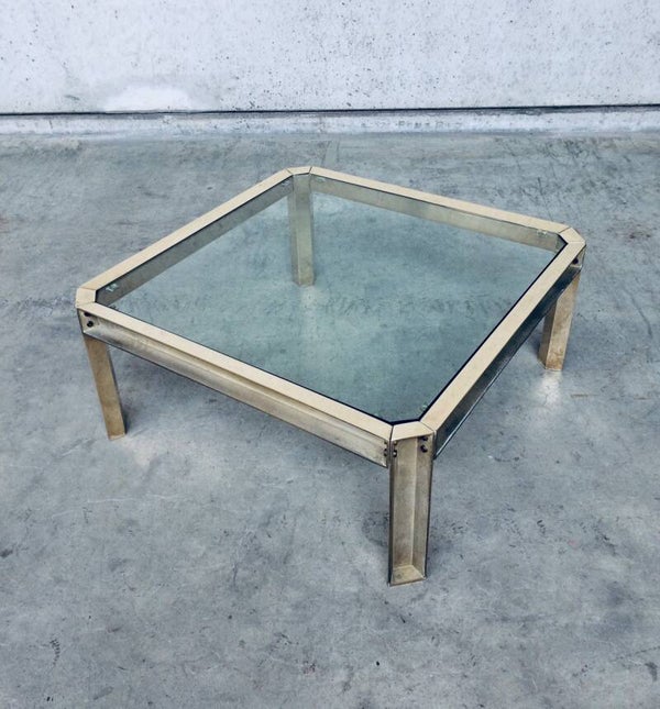 Peter Ghyczy Design Brass & Glass Square Coffee table 1970's
