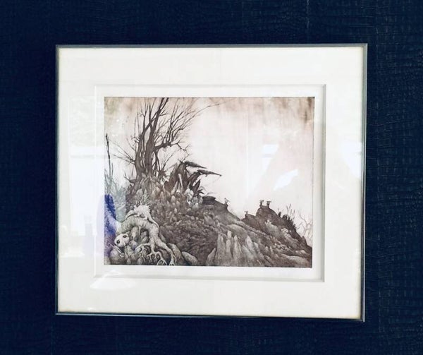 Original Art Etching Print "De Voorhoede" by Jef Bertels, Belgium 1988