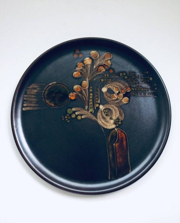 Original Art Pottery Ceramic Large 163 model Plate by Burkart, Germany 1960's