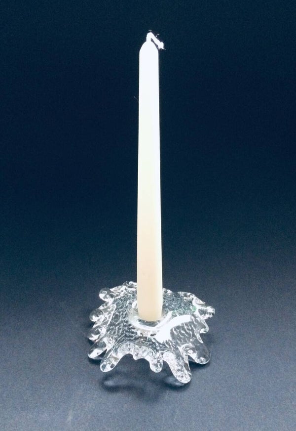 Scandinavian Design Art Glass Droplet Candle Holder by Hadeland, Norway 1970's