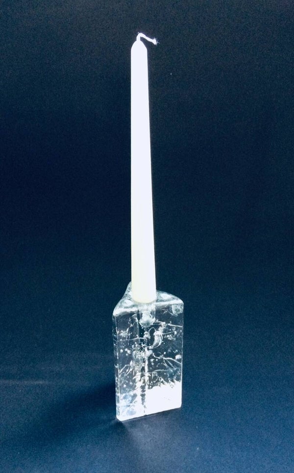 Finnish Glass Candle Stick Arkipelago by Timo Sarpaneva 1970's