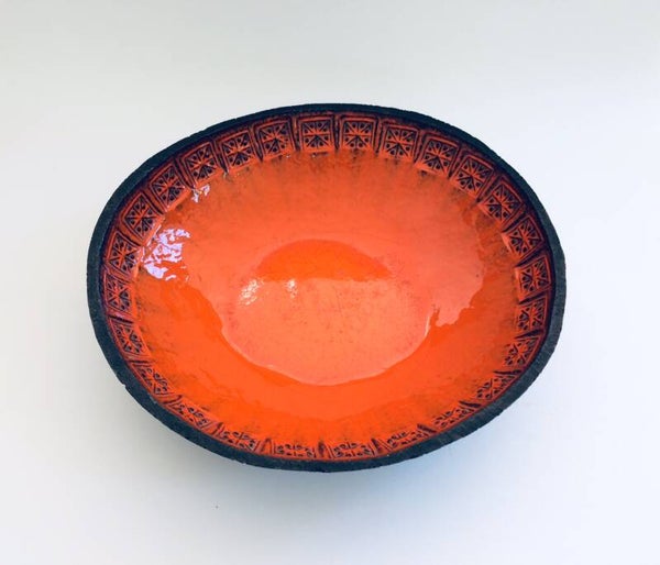 Perignem Art Studio Pottery XLarge Ceramic Bowl by Jan Ryheul 1960's Belgium