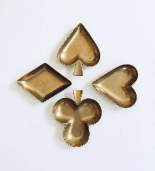 Vintage Deco Brass Card Signs Ahstray Set 1970's