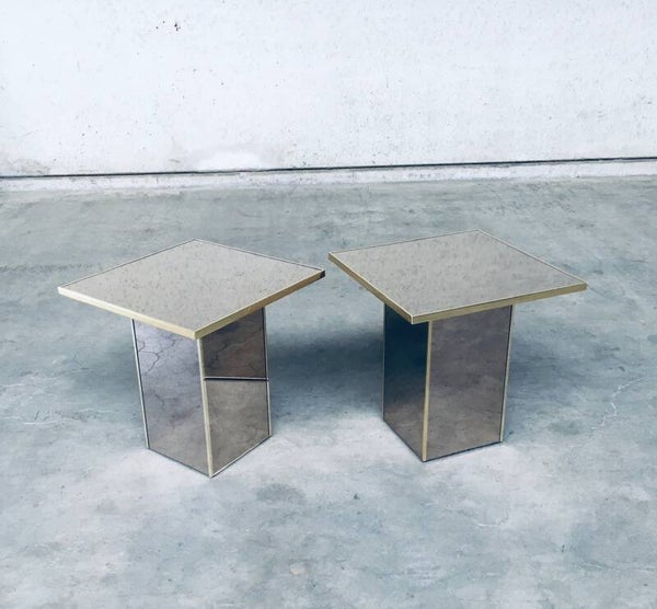 Postmodern Design Mirror Side Table Set by Deknudt, Belgium 1970's