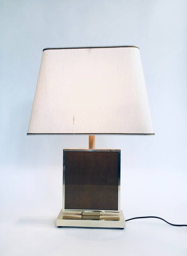 1970's Hollywood Regency Style Gold Square Table lamp