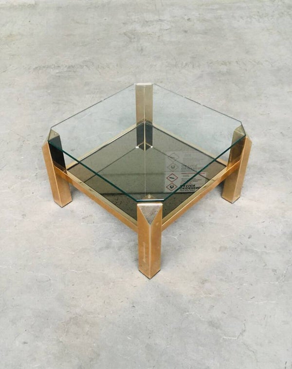 Modernist Design 60x60 Gold Coffee table by Belgochrom 1970's Belgium