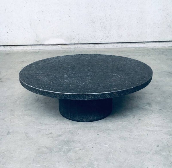 1980's Postmodern Design Black Stone Coffee Table
