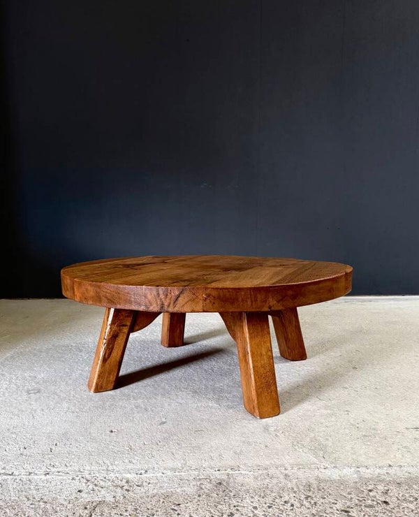 Brutalist Design Solid Oak Coffee Table, Belgium 1960's