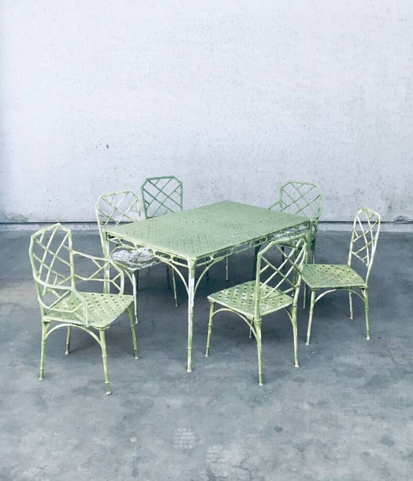 "CALCUTTA" Faux Bamboo Outdoor Dining Set by Hall Bradley for Brown Jordan, USA 1960's